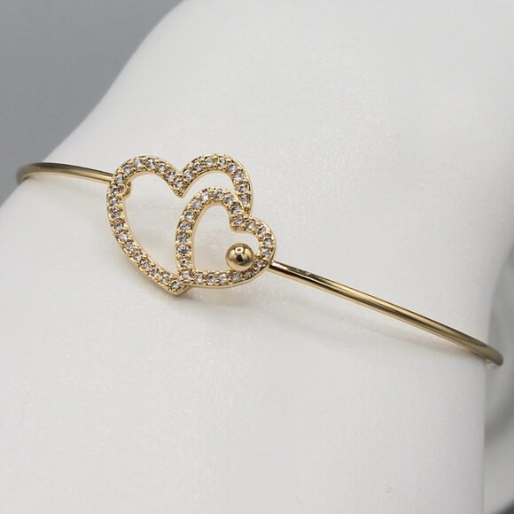 Jewelry bracelet heart love romantic sparkly sparkle yellow gold tone elegant - Picture 3 of 7